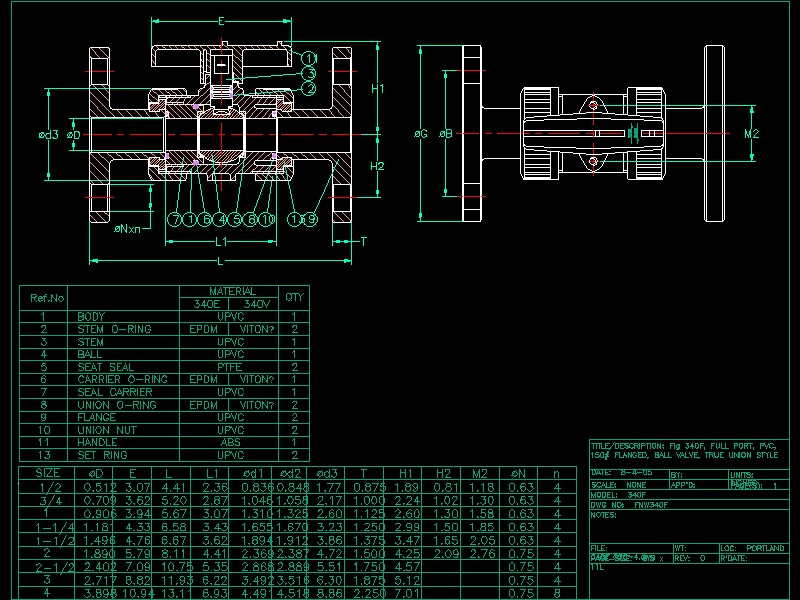 Full Port Double Union Ball ValveCAD�D��