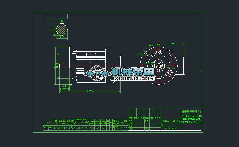 ���늙CYE3һ80M1һ4 0.55kW������B5���γߴ�