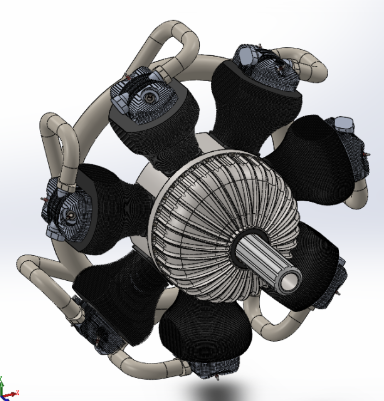 Radial Engine 5�S���Ͱl�әC���׽Y��3D�D�� Solidworks�OӋ