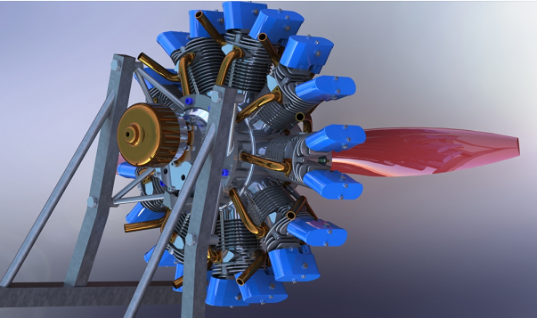 9 cylinder radial engine 9�����Ͱl�әCģ��3D�D�� Solidworks�OӋ �����̈D
