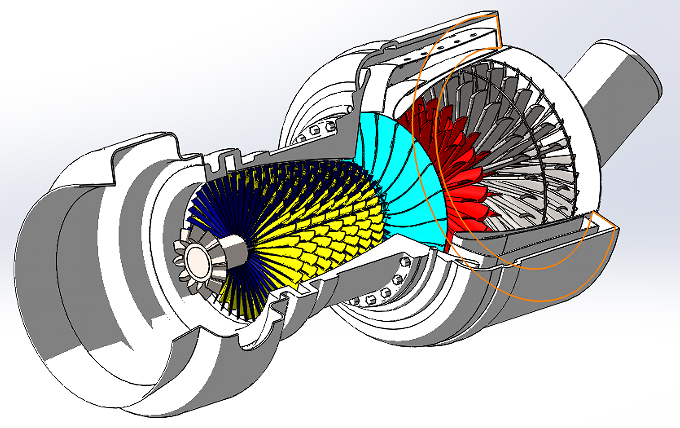 Jet Gas Turbine����ʽȼ��݆�C���׽Y��3D�D�� Solidworks�OӋ