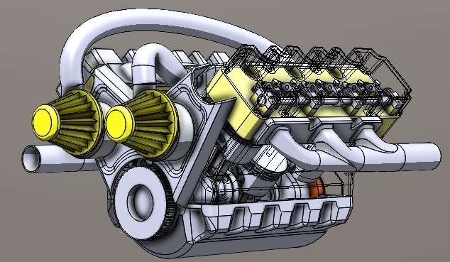 motor-v6���װl�әC����ģ��3D�D�� Solidworks�OӋ ��STEP