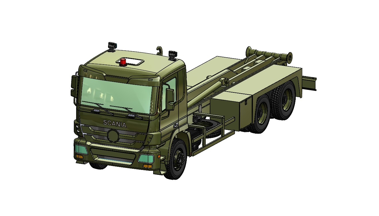 Military Hook Arm Lift Truck�^��ʽ���ؿ�܇3D�D�� Solidworks�OӋ